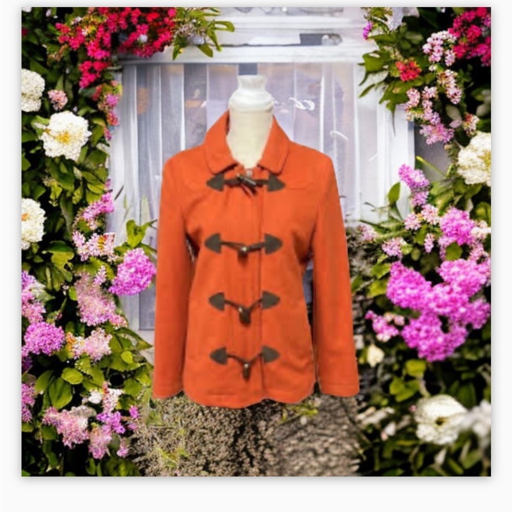 Gap Burnt Orange Toggle Wool Pea Coat -EUC -Sz M-Amazing Piece !!!😍❤️